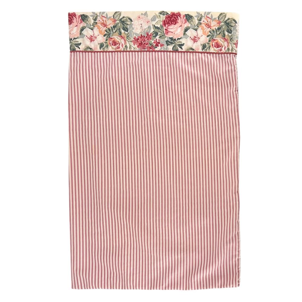 90s Arbor Rose Croscill Pillowcase 1990s Vintage Cranberry Stripe